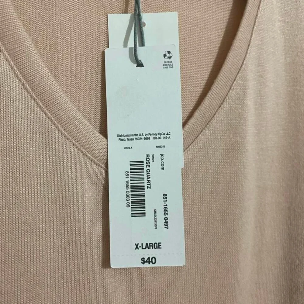 Liz Claiborne Rose Quartz Gold Button V-Neck Size XL NWT - Brand New with Tags! - Picture 11 of 13